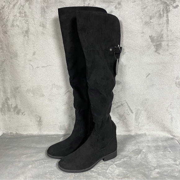 NEW Sun and Stone Over the Knee Allicee Black Suede Boots Size 6.5 - Picture 1 of 10